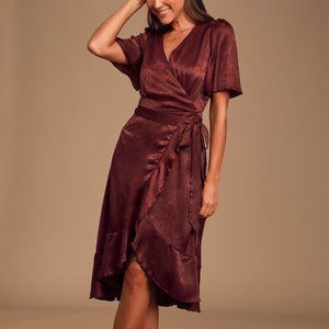 Lulu's Burgundy Wrap Dress - NWT
